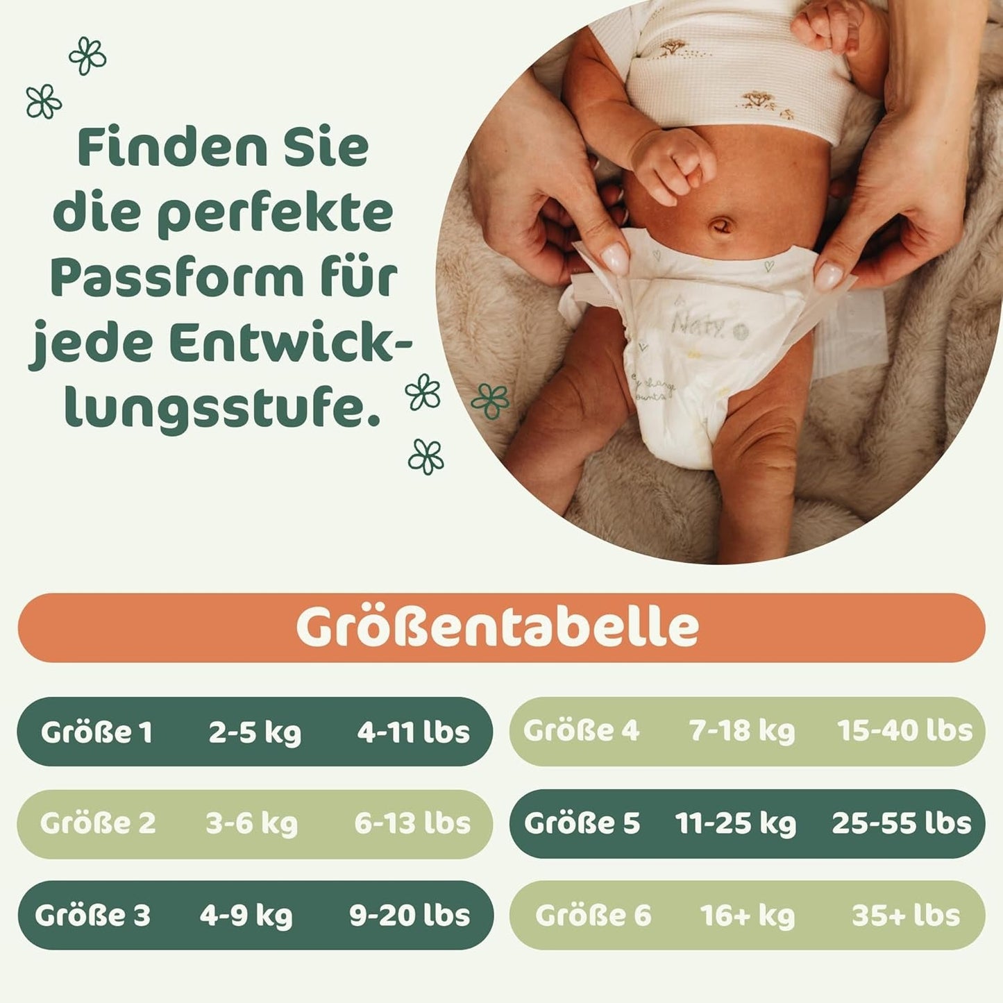 Pañales para bebé Naty BioEmbrace, talla 3 (4-9 kg) | Materiales 100% vegetales, suaves con la piel | Suavidad transpirable, testado dermatológicamente, excelente absorción | 100 uds.