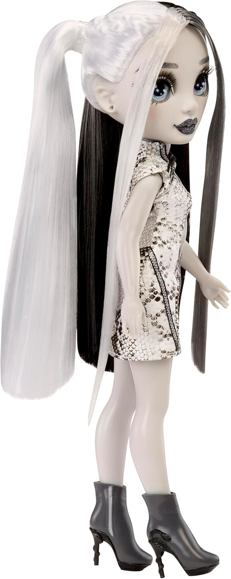 Muñeca Rainbow High Shadow High Heather Grayson - 28 cm en tonos grises, cabello y ropa en blanco y negro, bolso elegante, dulce regalo para niños de 4 a 10 años