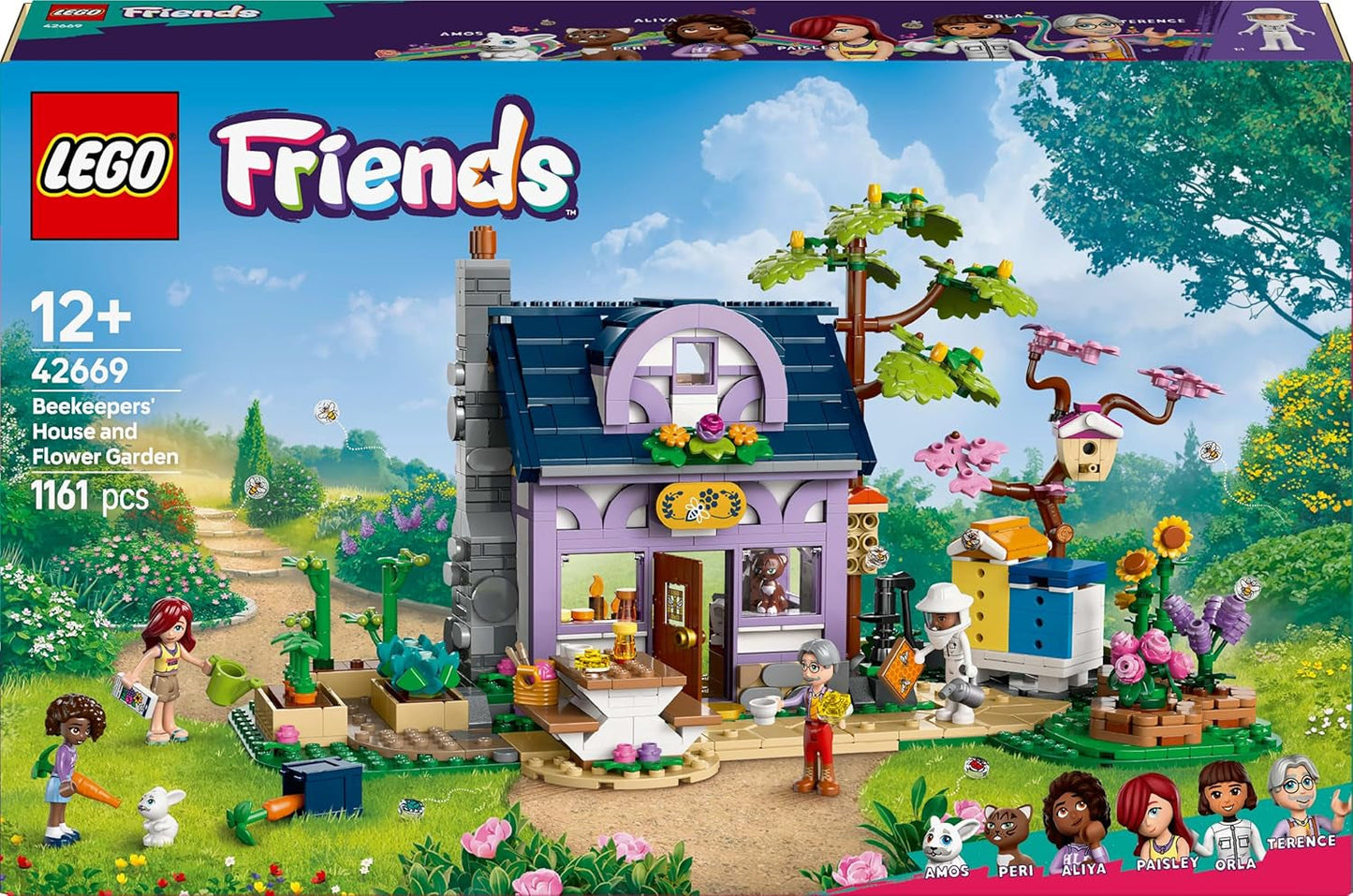 LEGO Friends Casa y jardín de flores Set de construcción El Apicultor Set de juego natural Regalo para niñas mayores de 12 años Set de modelos para construir 4 minifiguras y figuras de animales Gato y conejo 42669 Juegos de construcción Besuche den LEGO-Store