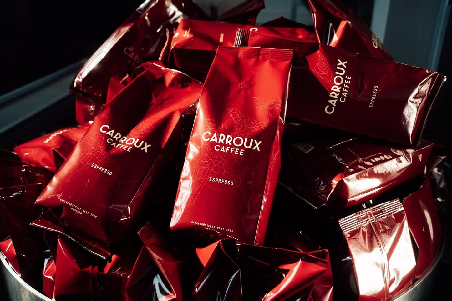 CARROUX Espresso, Bohnen ganze (6x 500 g). Para Siebträger u. Kaffee-Volllautomaten. Frisch geröstete Kaffeebohnen der Privat-Rösterei aus Hamburg