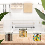 Relaxdays Tarros de Conservación con Tapa, Juego de 3 Tarros de Conservación Cuadrados de 600 ml, Recipientes de Vidrio a Prueba de Fugas, Cajas de Conservación de Alimentos Transparentes/Plateadas Naty Shop