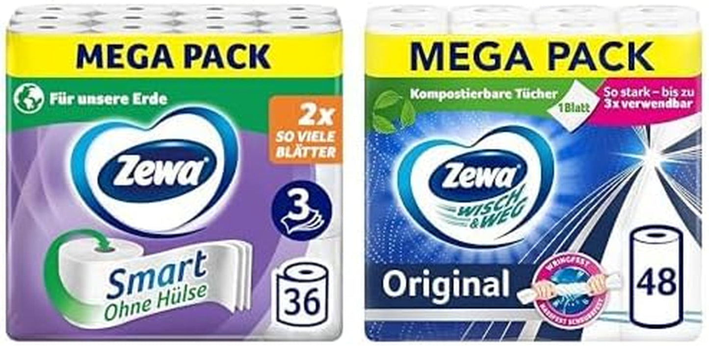 Paquete económico papel higiénico Zewa Smart 36 rollos + Zewa Wisch&Weg 48 rollos