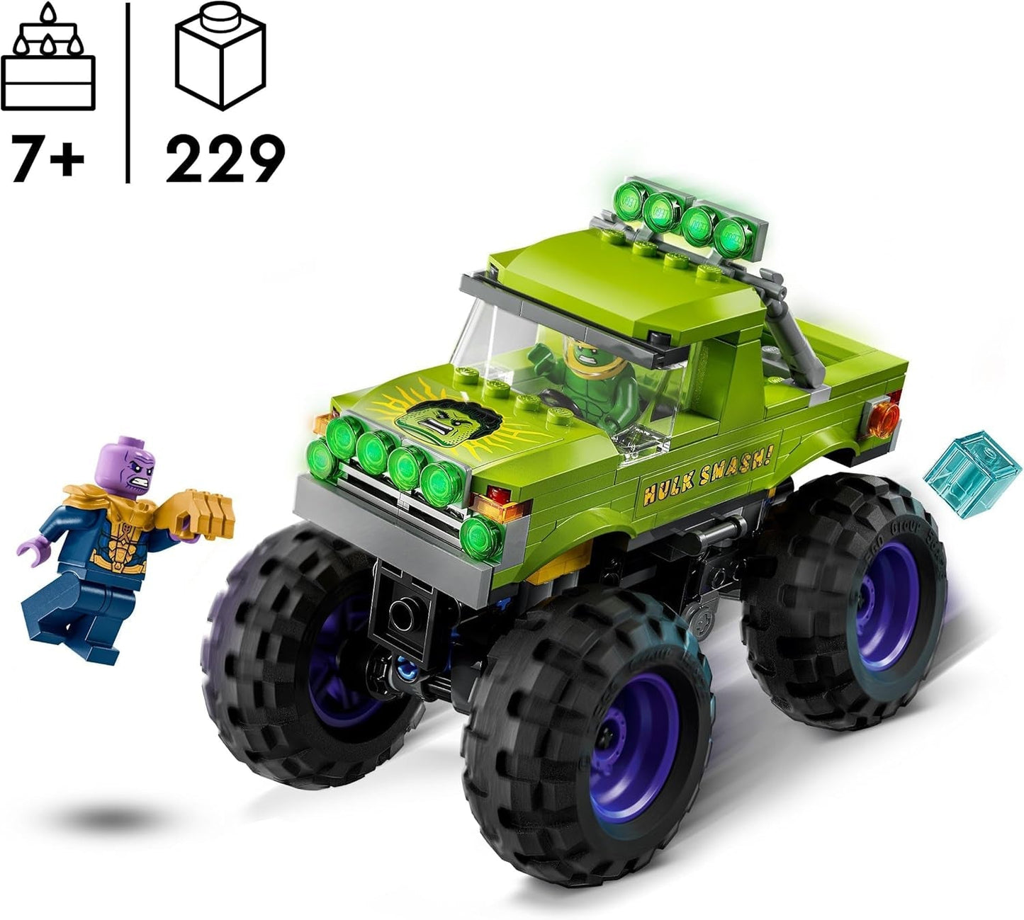 LEGO Ç€ Marvel Camión Hulk Vs. Thanos - Juguete de construcción de superhéroe - Vehículo y minifiguras de los Vengadores - Monster Truck para megadiversión - Regalo para niños y niñas a partir de 7 años - 76312 Juegos de construcción Besuche den LEGO-Store