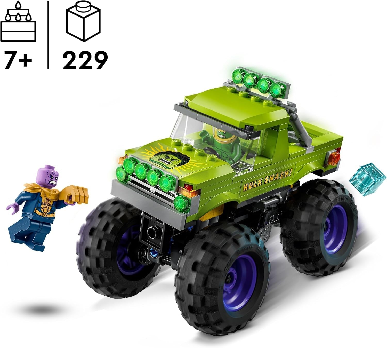 LEGO Ç€ Marvel Camión Hulk Vs. Thanos - Juguete de construcción de superhéroe - Vehículo y minifiguras de los Vengadores - Monster Truck para megadiversión - Regalo para niños y niñas a partir de 7 años - 76312 Juegos de construcción Besuche den LEGO-Store