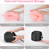 TALLGO Almohada de Viaje para el Cuello, La Mejor Almohada de Avión de Espuma Viscoelástica para Reposacabezas, Almohada Suave y Ajustable para Avión, Coche y Hogar, Almohadas Ortopédicas Cervicales Rosadas Naty Shop