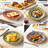 Juego de platos llanos para 6 personas, juego de platos vancasso KRVI para 6 personas, juego de platos Ø 27 cm, apto para lavavajillas y microondas, platos de pasta, platos de desayuno, platos para tartas