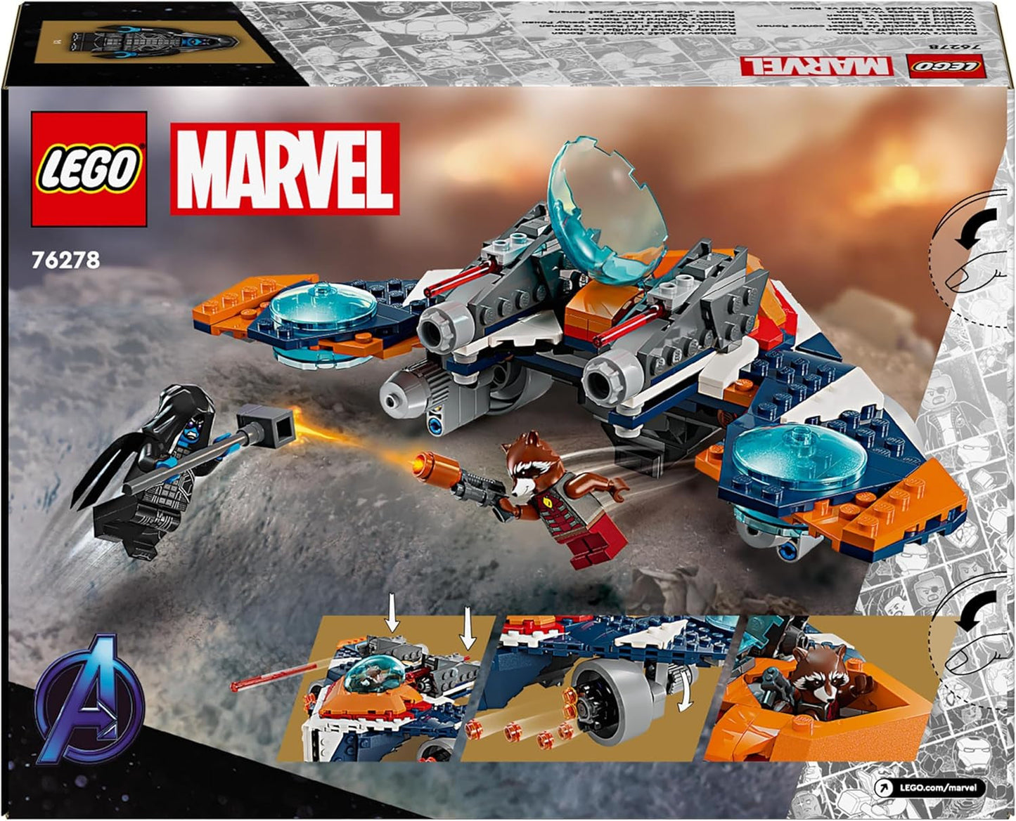 Nave espacial LEGO Marvel Rockets vs. Set de nave espacial para construir de Ronan, figura de superhéroe de Guardianes de la Galaxia, juguete de regalo para niños y niñas de 8 años 76278 Juegos de construcción Besuche den LEGO-Store