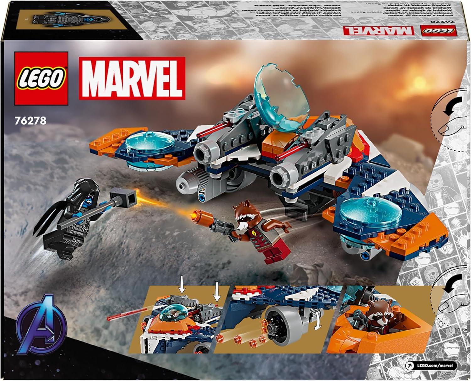 Nave espacial LEGO Marvel Rockets vs. Set de nave espacial para construir de Ronan, figura de superhéroe de Guardianes de la Galaxia, juguete de regalo para niños y niñas de 8 años 76278 Juegos de construcción Besuche den LEGO-Store