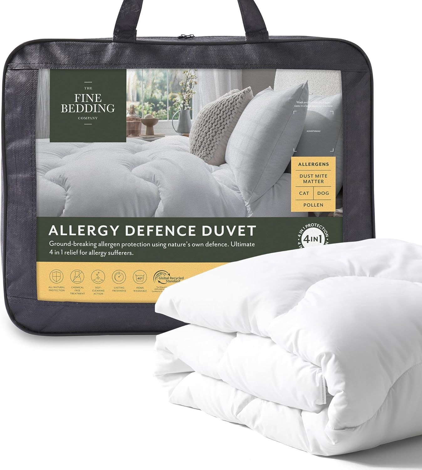 Edredón Allergy Defense, 4,5 Tog, fabricado con materiales reciclados, antialérgico e hipoalergénico, cama Super King Size Edredones y edredones Naty Shop Verano (4,5 tog) Super King