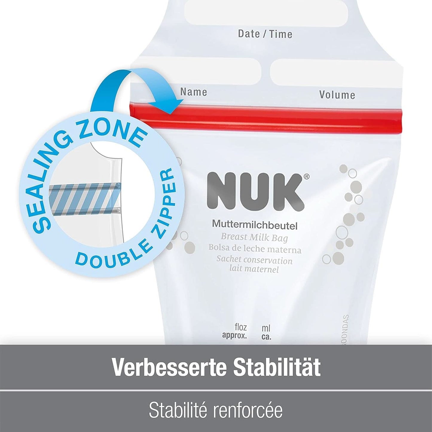 NUK Bolsas para leche materna, que ahorran espacio y se pueden utilizar inmediatamente, 180 ml, 25 uds, transparentes Accesorios Alimentación y Lactancia Bebe Naty Shop