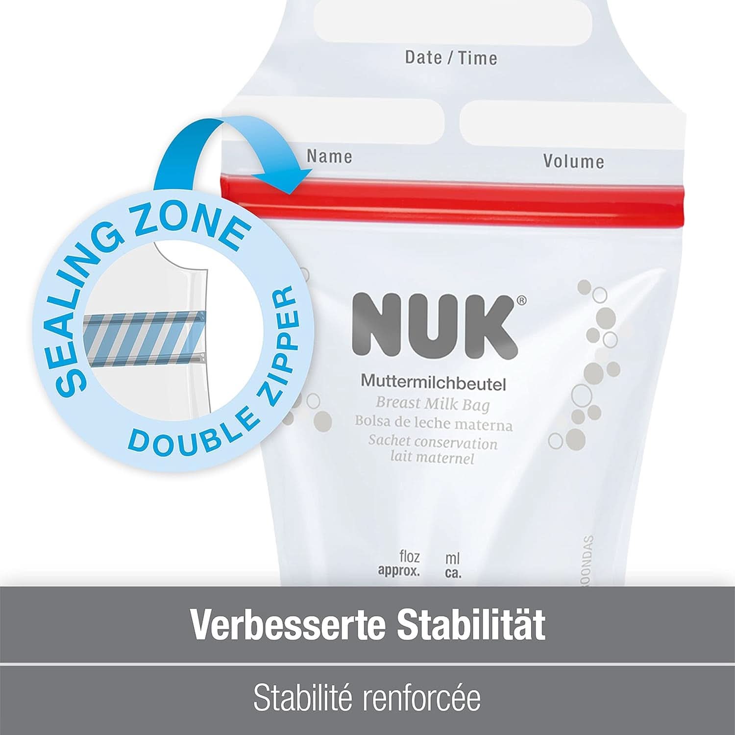 NUK Bolsas para leche materna, que ahorran espacio y se pueden utilizar inmediatamente, 180 ml, 25 uds, transparentes Accesorios Alimentación y Lactancia Bebe Naty Shop