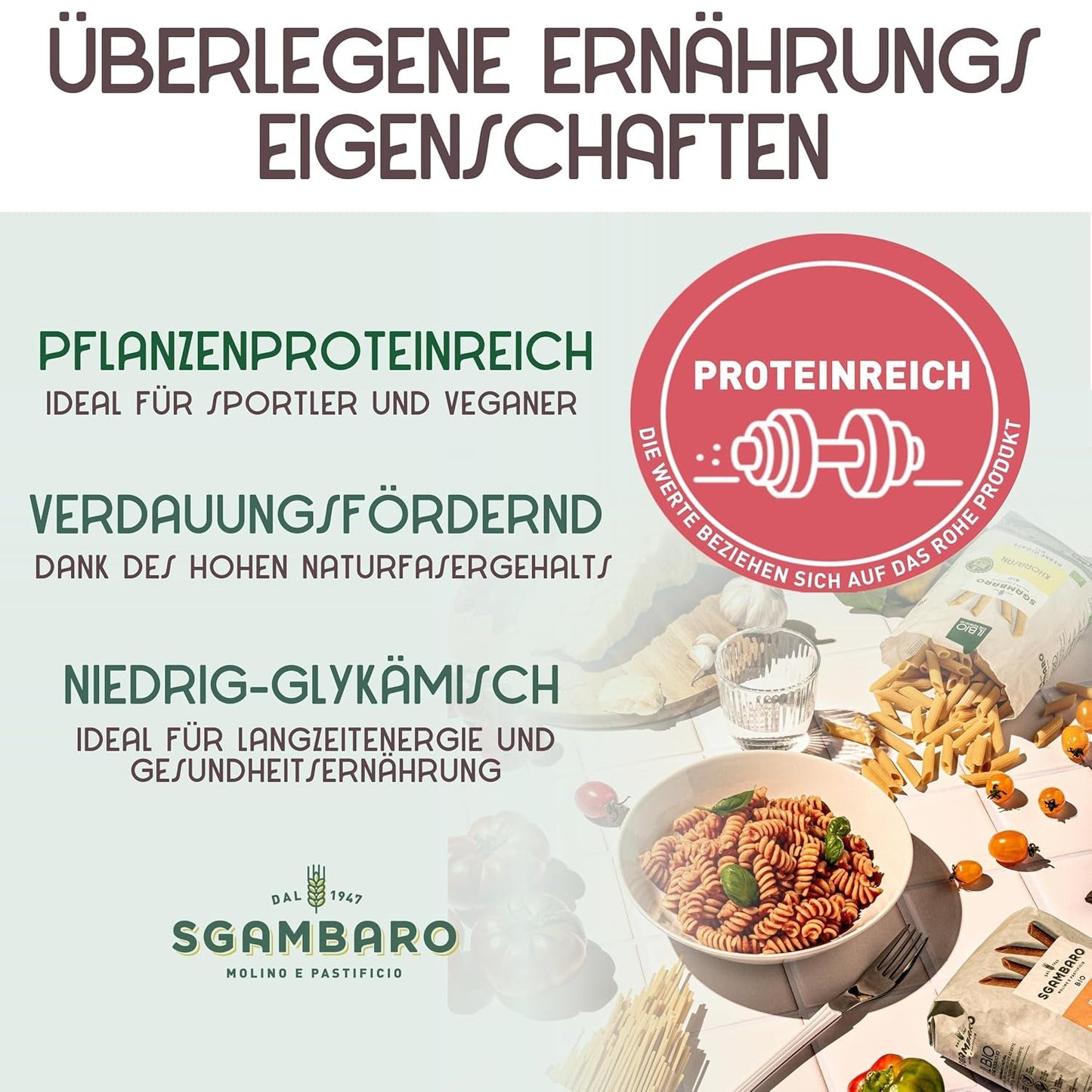 Pasta Penne Rigate Bio N.91 - 500g con harina de espelta, harina de lentejas y harina de quinoa - Rica en proteínas, fuente de fibra y proteínas