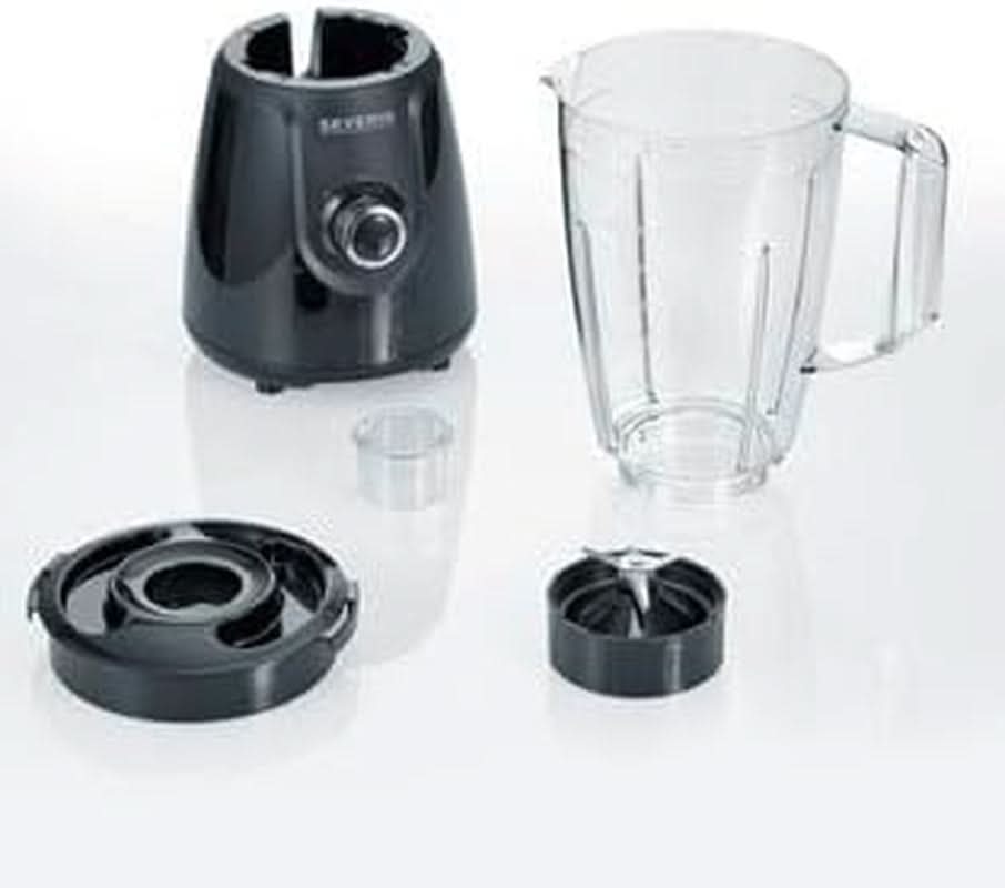 SEVERIN Batidora con base con 1,5 L Mixbehälter Aus Tritan, Batidora con 2 cosas y función de pulso, Leistungsstarker Küchenmixer Mit Edelstahlmesser, 600 W, Negro, SM 3707 Cocina Naty Shop
