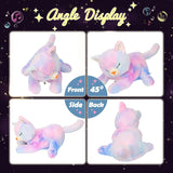 Gato de Peluche Musical LED, Juguete Que Canta con Luz, Madre Gata con 3 Gatitos en el Vientre, Canción de Cuna Animada, Juguete Relajante para Madres, Niños, Niñas, Arco Iris, 45 cm
