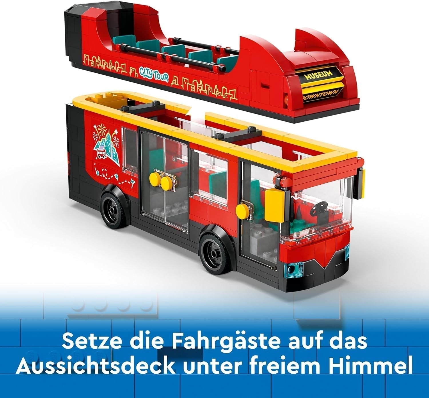 LEGO City Autobús de dos pisos, autobús de juguete de dos pisos, juego de vehículos para niñas y niños a partir de 7 años, contiene 5 figuras, incluido un bebé en un cochecito 60407 Juegos de construcción Besuche den LEGO-Store