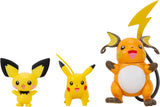 Pokemon PKW2778 Select Paquete de 3 con Pichu y Pikachu y figuras de batalla de Raichu de 7,6 cm Multipack Evolution Style 2 Figuras de acción Naty Shop Multipack - Pichu, Pikachu, Raichu