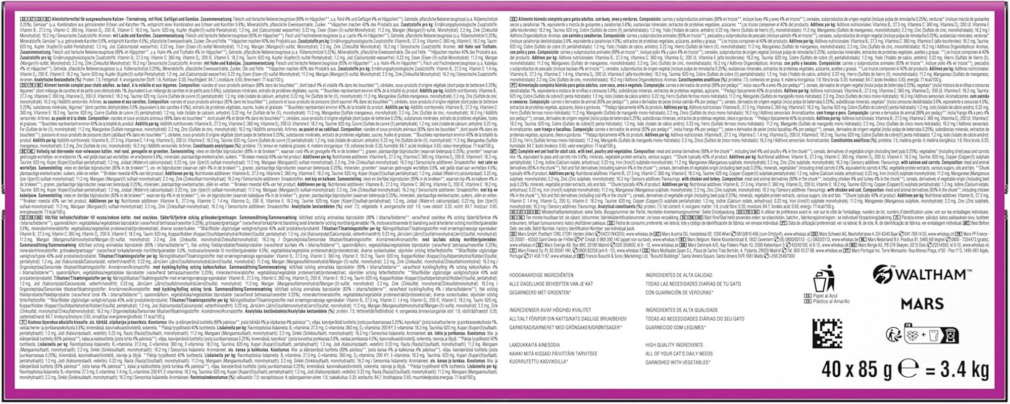 WHISKAS TASTY MIX Nassfutter en salsa para Katzen 40 x 85 g Elección del chef