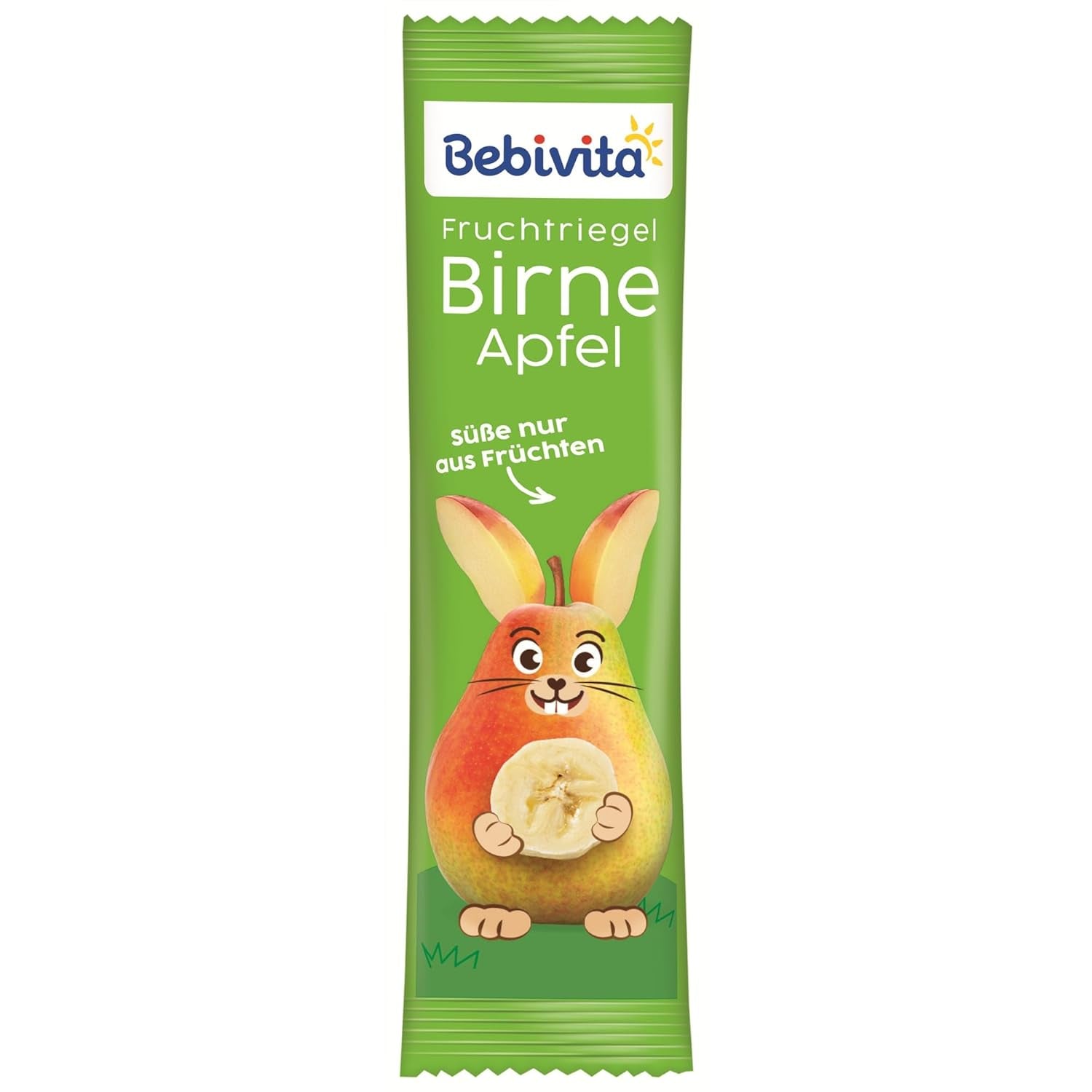 Barritas de fruta de pera y manzana (20 x 25g), endulzadas únicamente con fruta, perfecto snack entre horas, elaboradas a partir de ingredientes estrictamente controlados y seleccionados.