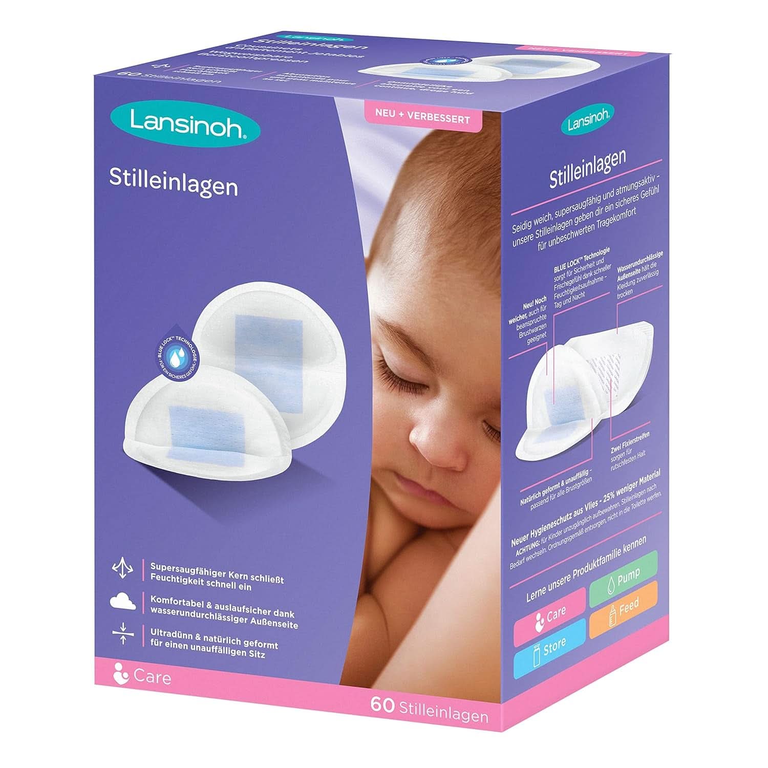 Lansinoh Stilleinlagen Blue Lock, 60 unidades Alimentación y accesorios de lactancia Bebe Naty Shop