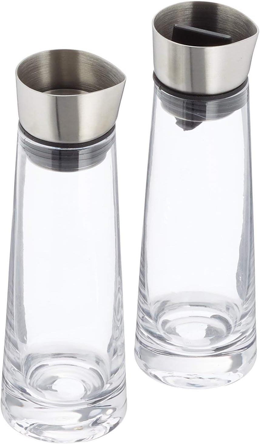blomus -MACCHIATO- Juego de cristal para azúcar y nata, capacidad 180 ml, tapa de acero inoxidable, para té y café, mano de obra de alta calidad, aspecto exclusivo (Alto/Ancho/Fondo: 17 x 5,4 x 5,4 cm, Transparente, 63510)