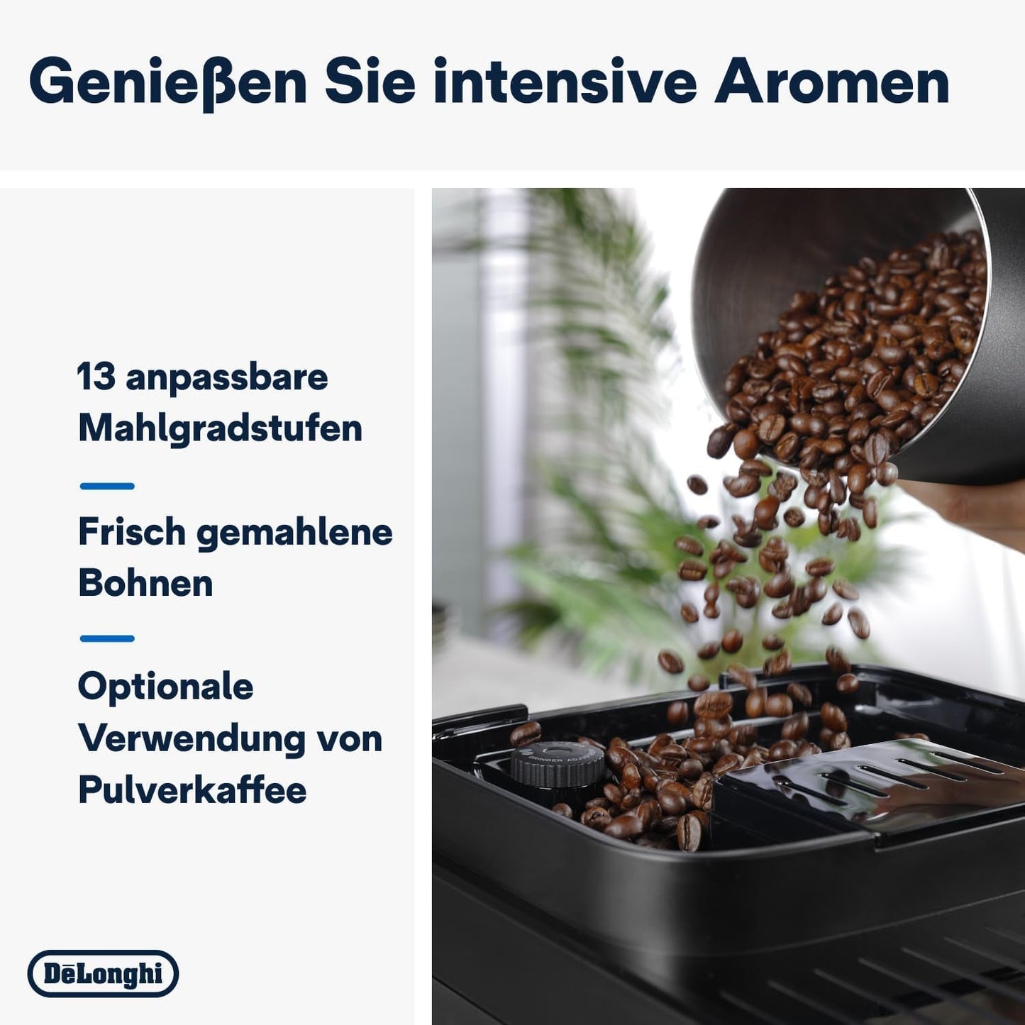 De'Longhi Magnifica Evo Next - Cafetera totalmente automática Perfetto con espumador de leche LatteCrema, 13 bebidas con un solo toque, cafetera y capuchino, pantalla táctil a color, titanio (ECAM312.80.TB)