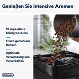 De'Longhi Magnifica Evo Next - Cafetera totalmente automática Perfetto con espumador de leche LatteCrema, 13 bebidas con un solo toque, cafetera y capuchino, pantalla táctil a color, titanio (ECAM312.80.TB)