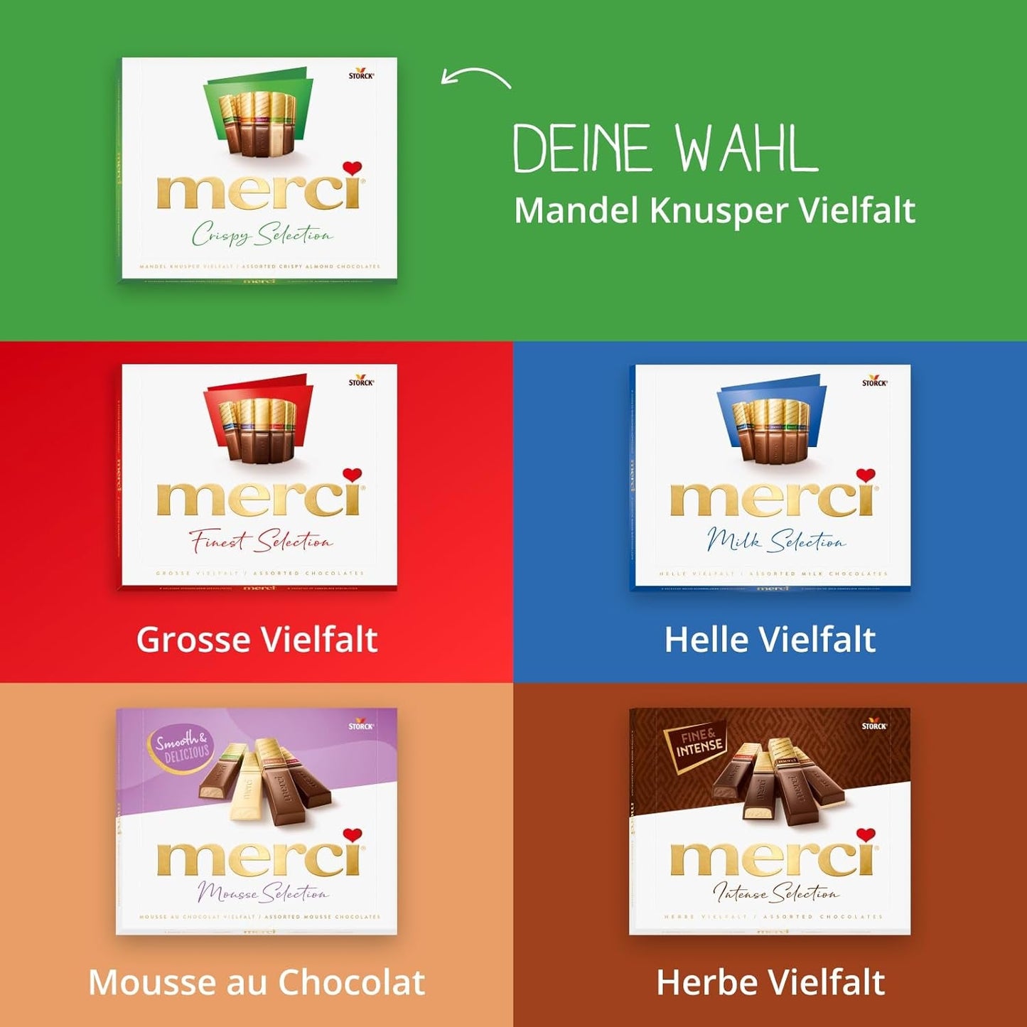 merci Finest Selection Almond Crunch Variedad – 1 x 250 g – Especialidades refinadas con nueces y chocolate – Bombones rellenos y sin relleno