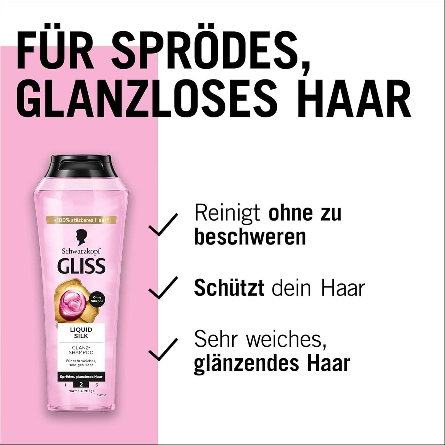 Gliss Champú Líquido Seda (250 ml), para cabello frágil y sin brillo Ducha y baño Naty Shop