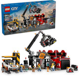 Depósito de chatarra con coches LEGO City: juguete con prensa de chatarra y grúa, 2 coches de juguete, 4 minifiguras de trabajadores y edificio de oficinas: regalos de cumpleaños para niños y niñas a partir de 8 años 60472 Juegos de construcción Beuche den LEGO-Store Título predeterminado