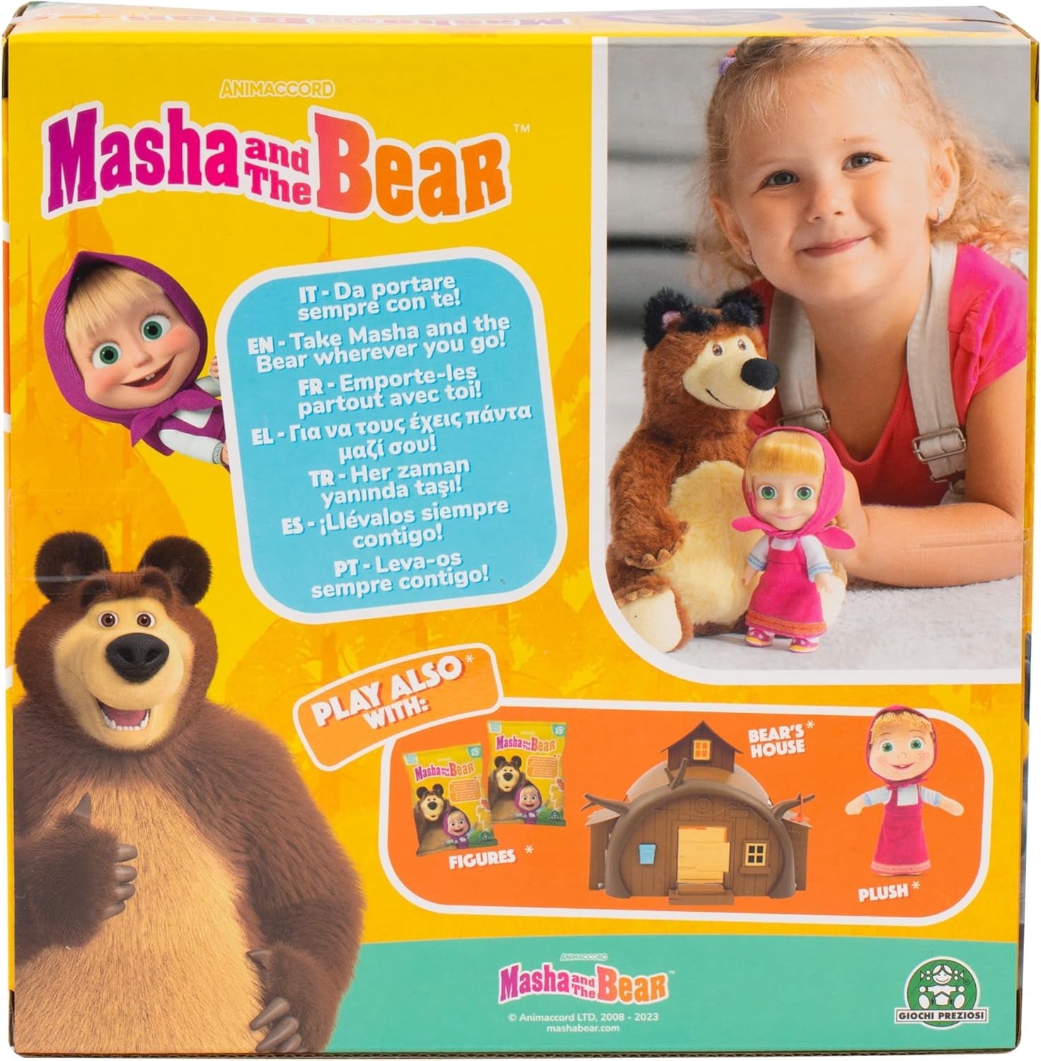 Masha y Michka Muñeca Masha de 12 cm y Peluche Bärka de 20 cm para niños a partir de 3 años MHA21