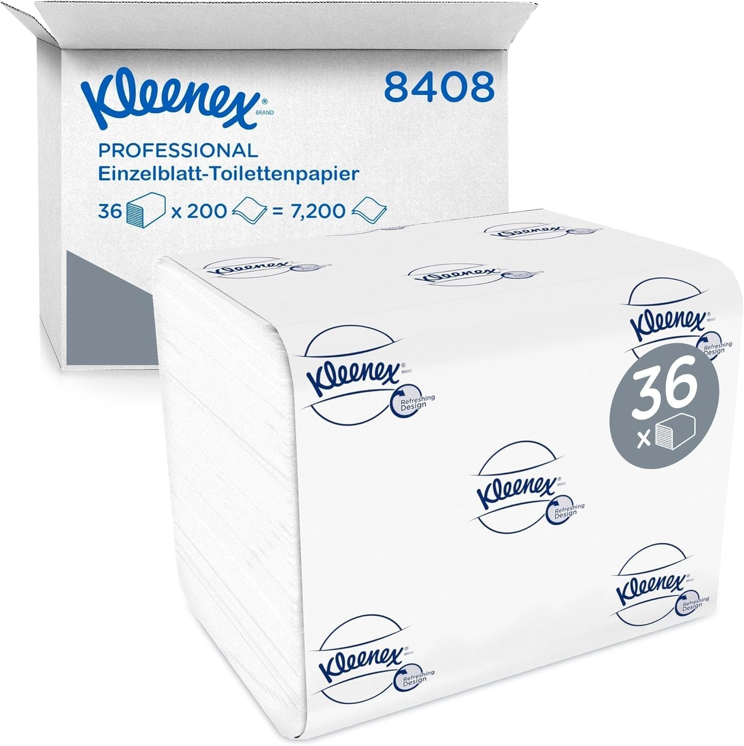 Kleenex 8408 papel higiénico de una sola hoja, papel higiénico de 2 capas en paquetes a granel, hecho de papel certificado Fsc, 36 paquetes x 200 hojas (7200 hojas)