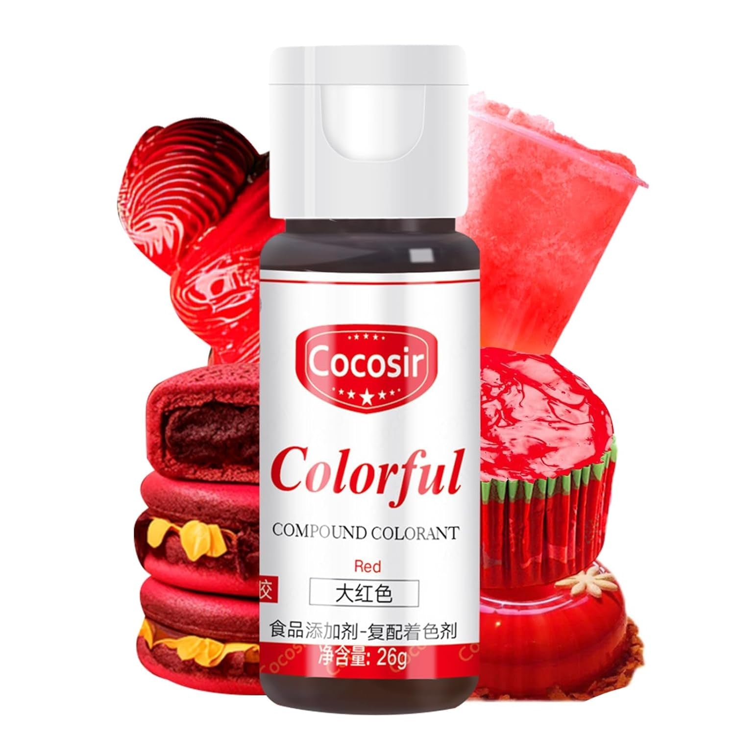 Colorante alimentario rojo, 26 g de colorante alimentario concentrado, colorante alimentario a base de aceite, colorante alimentario concentrado sin azúcar, colorante alimentario líquido para hornear, para manteca de cacao, crema de mantequilla