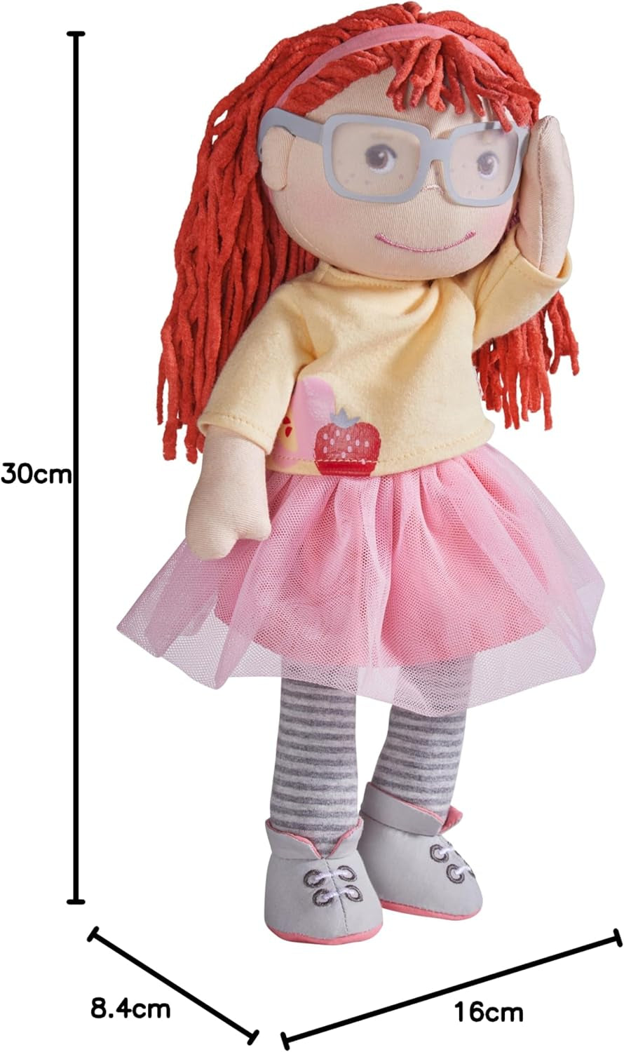 Muñeca HABA AVA, muñeca de 30 cm con gafas, muñeco blandito para niños a partir de 18 meses