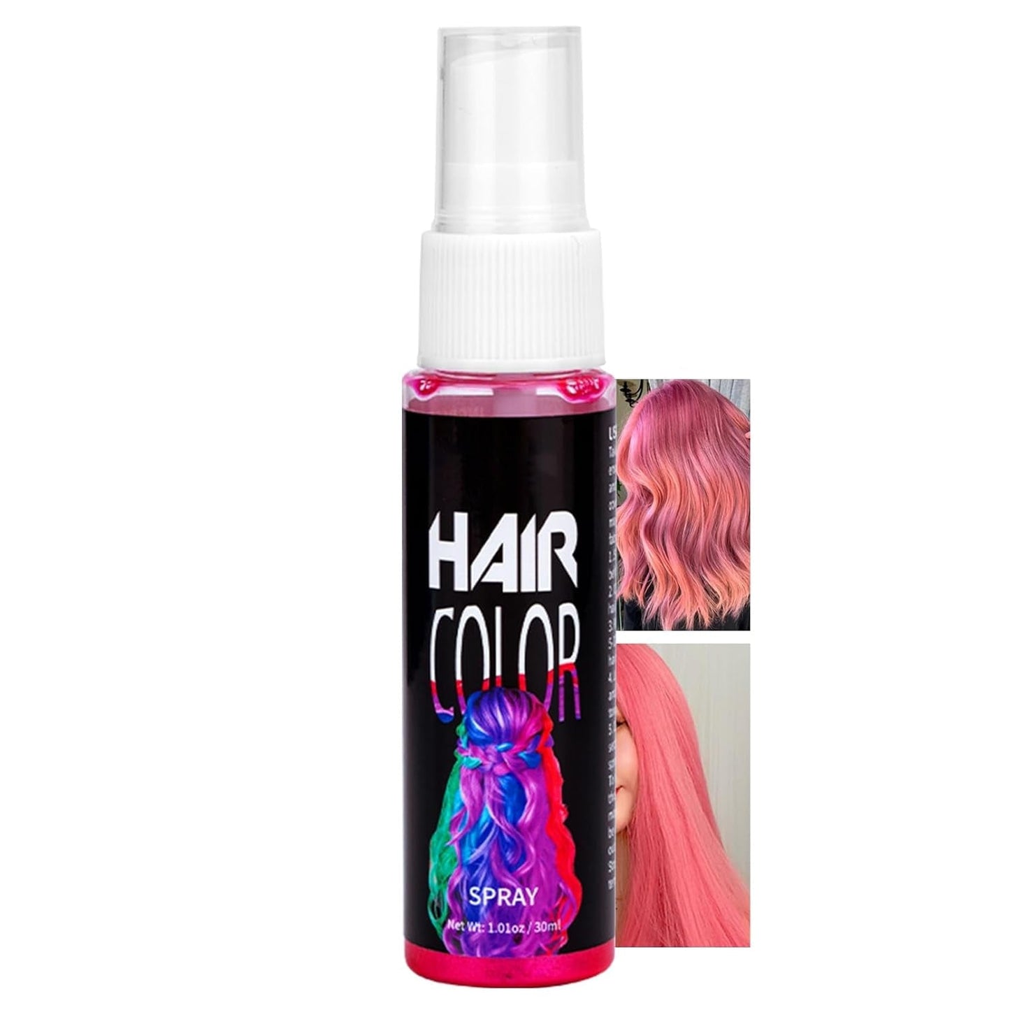 Color en Spray para el Cabello, Tinte Temporal en Spray Rojo, Tinte para el Cabello de Color Rojo, Tinte para el Cabello Lavable, Spray de Color Rojo Vivo, Tinte para el Cabello Instantáneo, Tinte para el Cabello para Carnaval, Halloween, Cosplay, Tinte para el Cabello de Fiesta Naty Shop Rosa 30 Ml (1 Paquete)