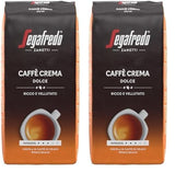 Segafredo Zanetti Caffè Crema Dolce - Granos enteros (paquete de 1 kg) - Apto para Caffè Crema - Café en grano de tostado ligero a medio con un sabor suave y equilibrado (paquete de 2)