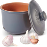 Olla para ajos Römertopf Olla fresca hecha de arcilla natural para una larga vida útil de alimentos como el ajo Ø 12,5 cm blanco Cajas de almacenamiento de alimentos Naty Shop Default title