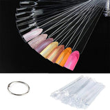 Expositor de uñas, 40 barras de esmalte de uñas artificiales, cápsulas, práctico abanico, decoración de uñas