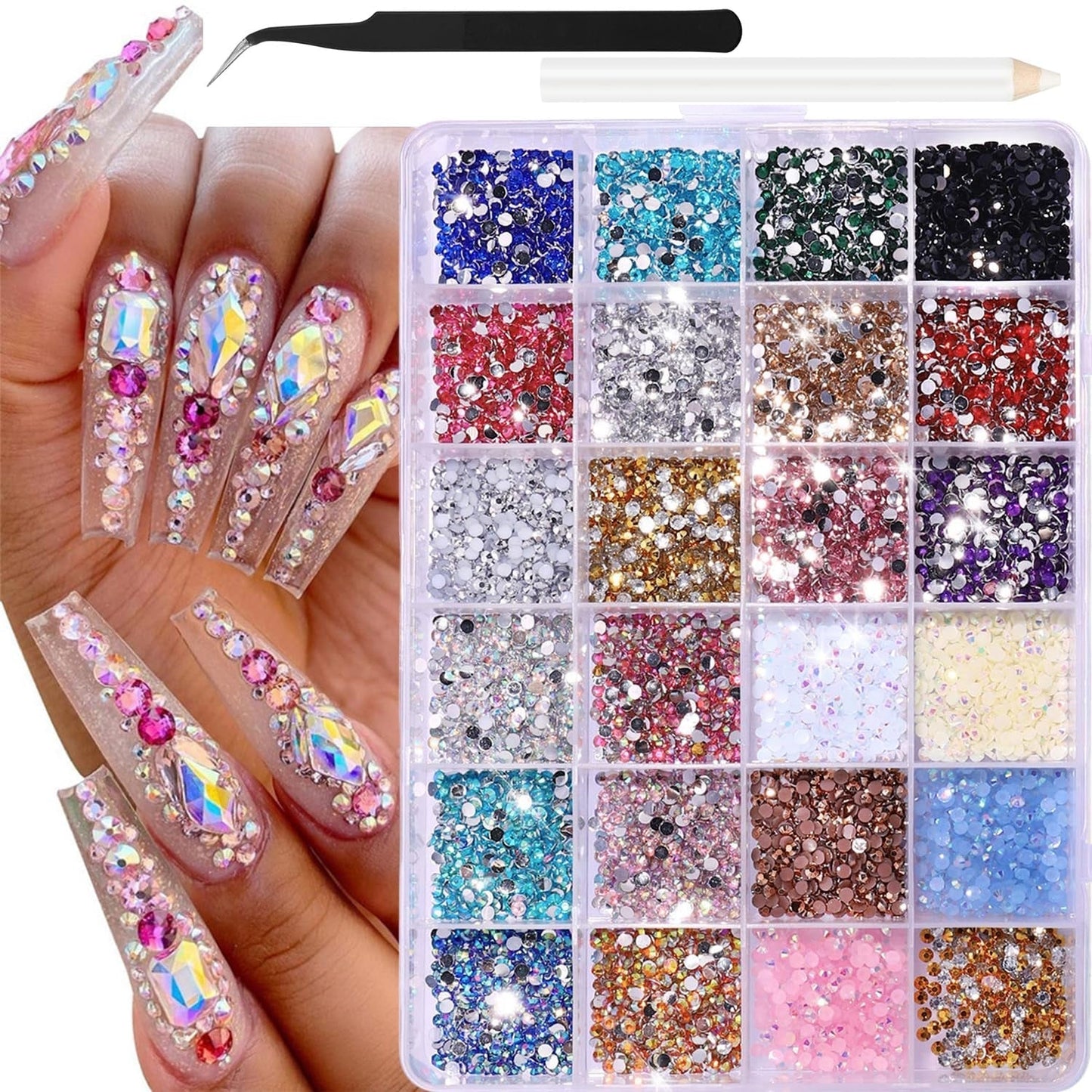 GZMAYUEN 920 Uds. Perlas planas doradas y plateadas para uñas, perlas de uñas color beige medio blanco, perlas pequeñas Halbrunde con parte posterior plana para decoración de uñas DIY