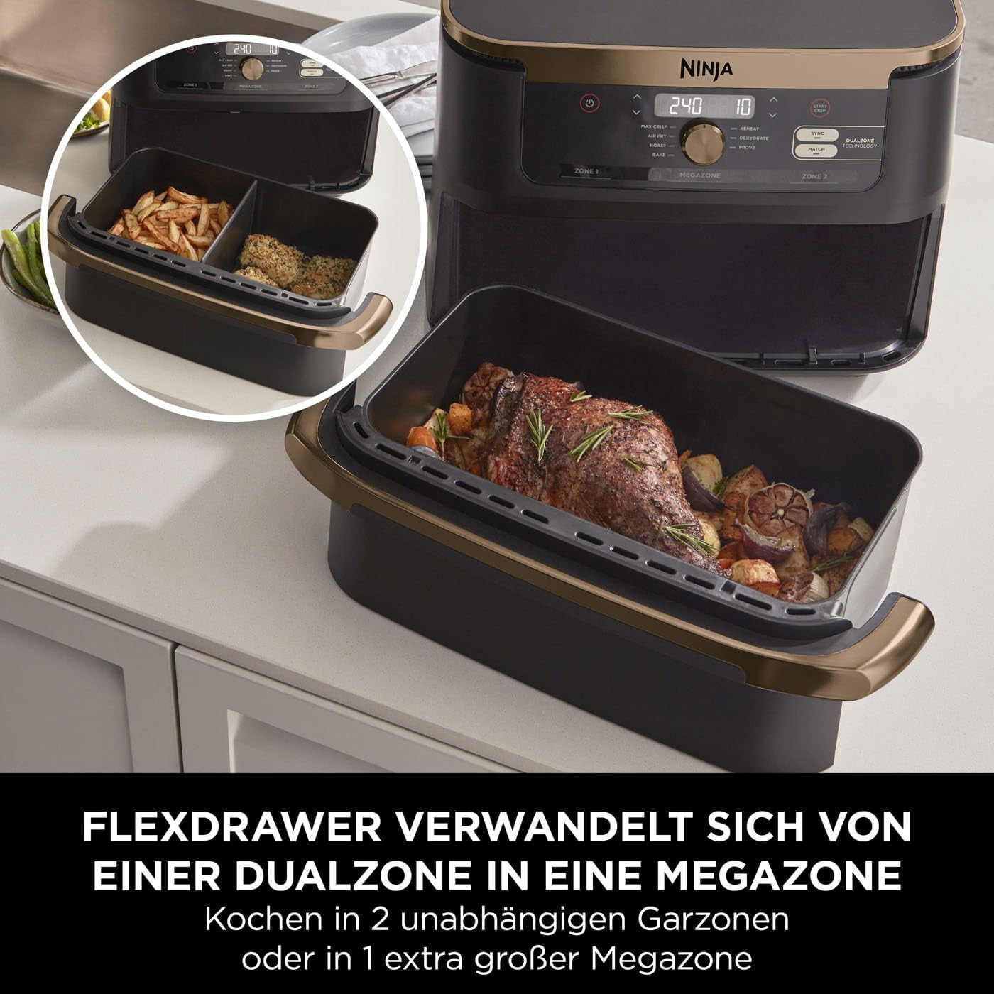 Freidora de aire Ninja Foodi Flexdrawer de doble zona, AF500EUCP Electrodomésticos Naty Shop