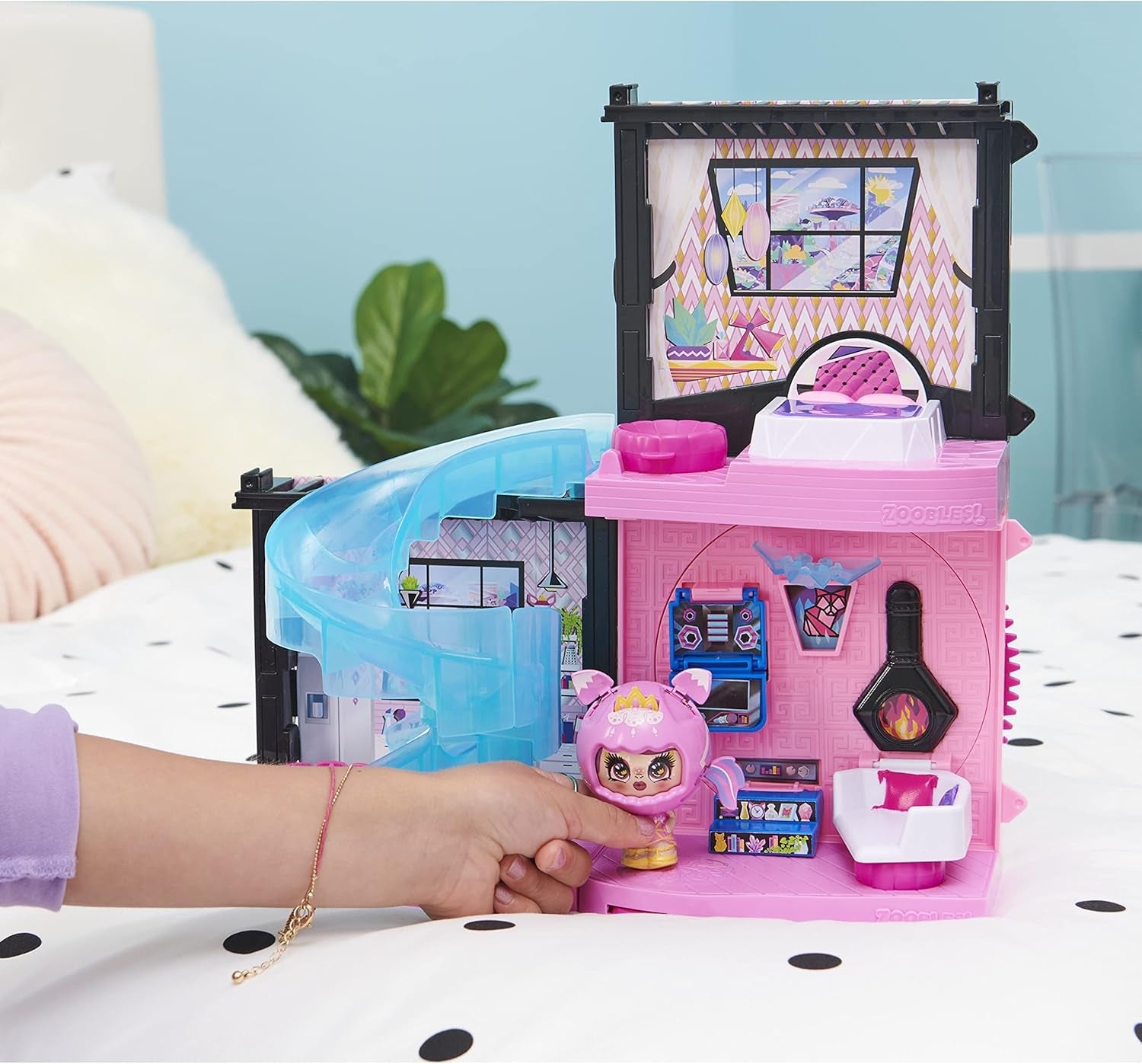 Zoobles Magic Mansion Casa de ensueño transformable de 6 habitaciones, tobogán y accesorios