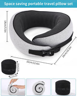 Almohada de cuello de avión, almohada de viaje de espuma viscoelástica, almohada de cuello para adultos, almohada de avión lavable ajustable, almohada de viaje ergonómica (gris) Almohadas ortopédicas cervicales Naty Shop
