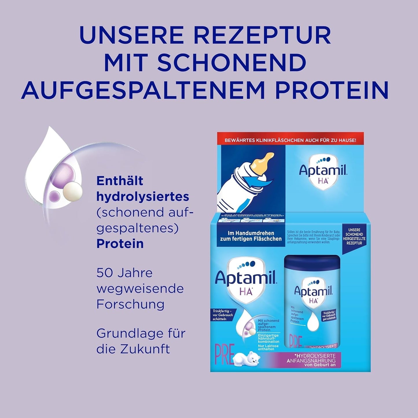 Aptamil HA Pre Ready to Drink – Leche hidrolizada para lactantes desde el nacimiento – 4 x 2 x 90 ml