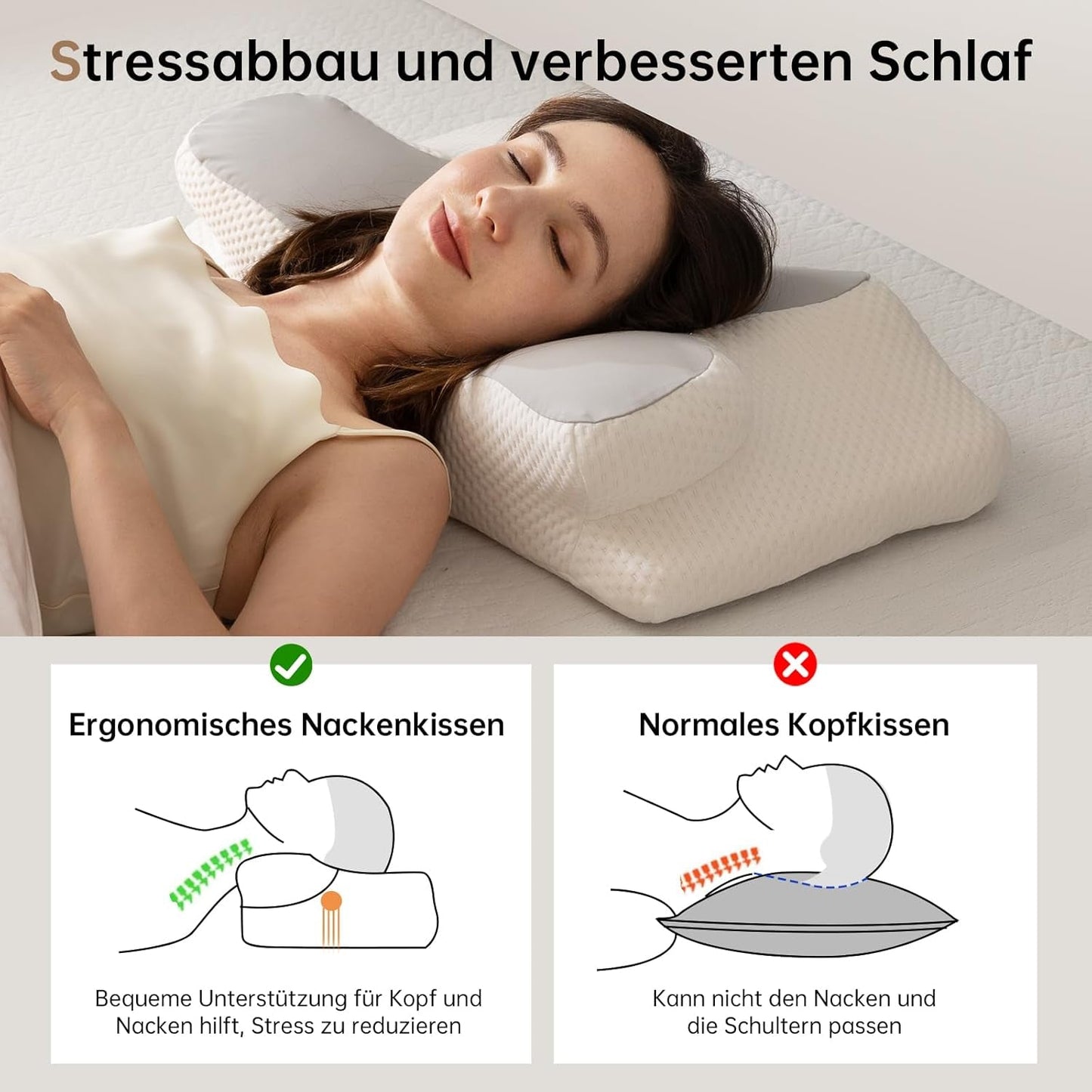 Homyrium Almohada Cervical Ergonómica Almohada Ortopédica Almohada de Espuma Viscoelástica Almohada Antirronquidos Almohada para Dormir de Lado Espalda Almohada Estómago Gris Almohadas Ortopédicas Cervicales Naty Shop