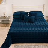 PETTI Artigiani Italiani - Cubrecama individual, colcha doble cara, colcha de muelles, azul medianoche, blanco, 100% Made in Italy Edredones y edredones Naty Shop Blue Una Piazza E Mezza