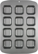 CSB106 Quadratische Antihaftbeschichtete Backform Mit 12 Minilöchern Aus Karbonstahl, Edelstahl, Silver, 37,3 X 26,1 X 3,1 Cm Moldes y bandejas para repostería Naty Shop