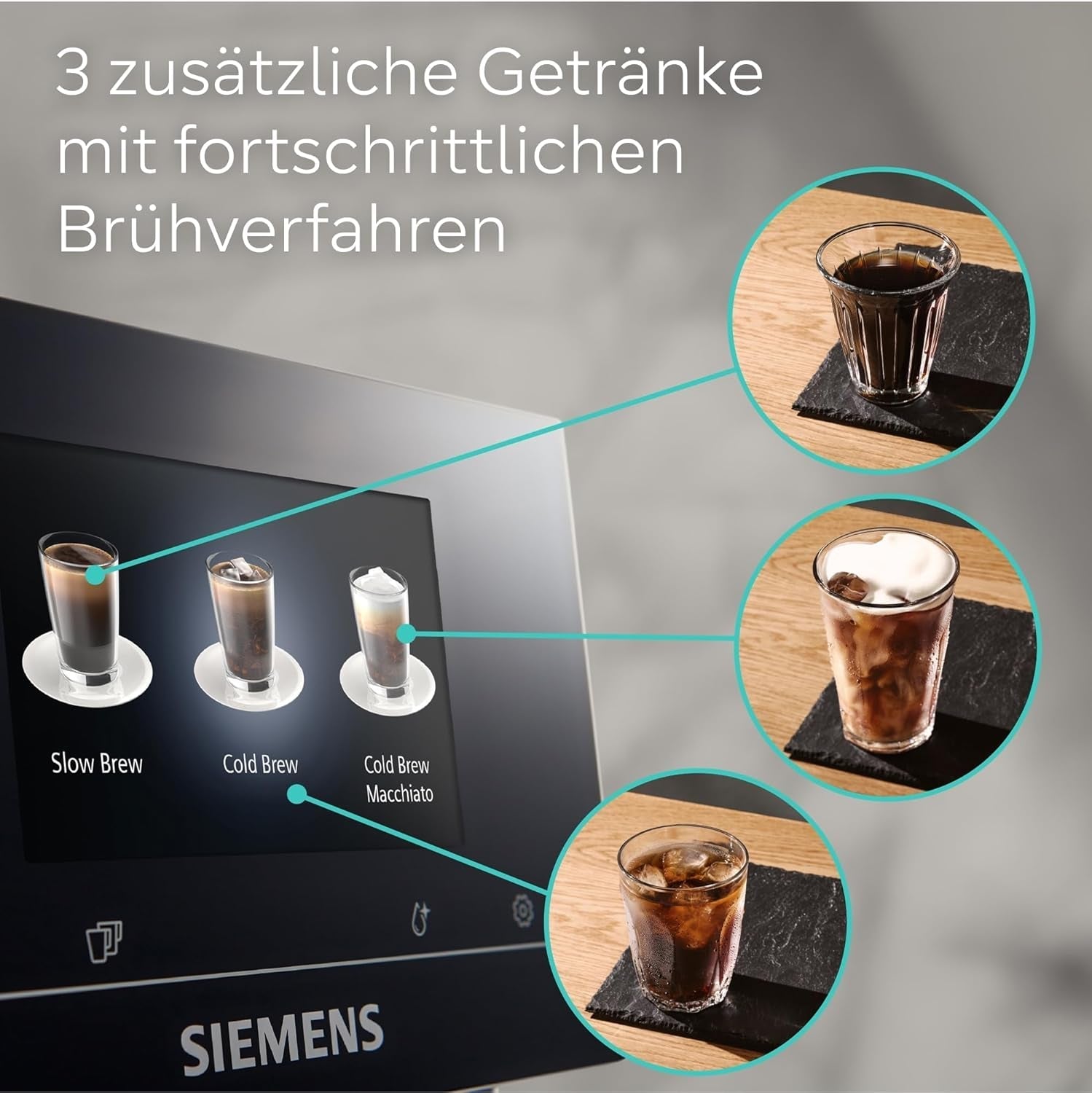 Cafetera espresso automática Siemens EQ700 classic TP715D01, control por aplicación, preparación en frío, pantalla táctil intuitiva, hasta 10 creaciones de café individuales como favoritas, limpieza automática con vapor, 1500 W, gris plateado