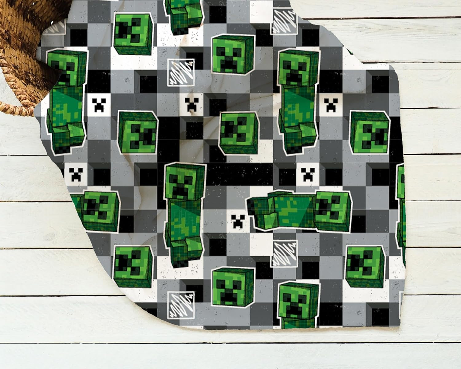 Manta polar oficial de Character World Minecraft | Scribble Design Reversible 2 Lados, Súper Suave, Cálida Manta Camas y Mantas Besuche den Character World-Store
