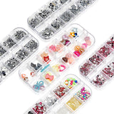 Kit de 10 cajas de diamantes de imitación para uñas, accesorios multifuncionales con 1 pinza, diamantes decorativos, cristales, perlas, gemas, coloridos, mixtos, ojos de caballo, piedras metálicas, para decoración de uñas DIY