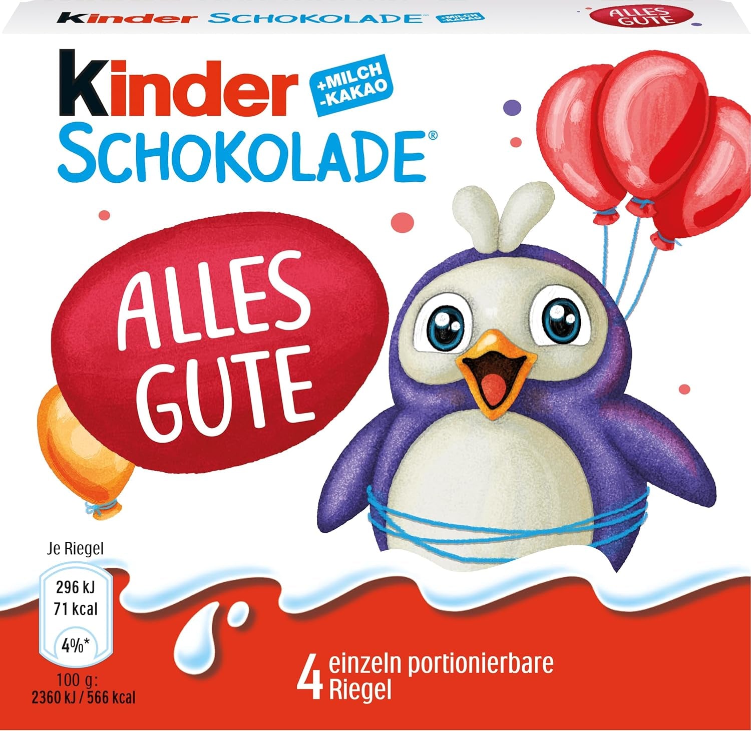 Chocolate Kinder (20 x 50 g) - Regalo de San Valentín para él y ella, dulces de Carnaval y Mardi Gras - Barras de chocolate con leche rellenas - 20 paquetes de 4 barras individuales cada uno