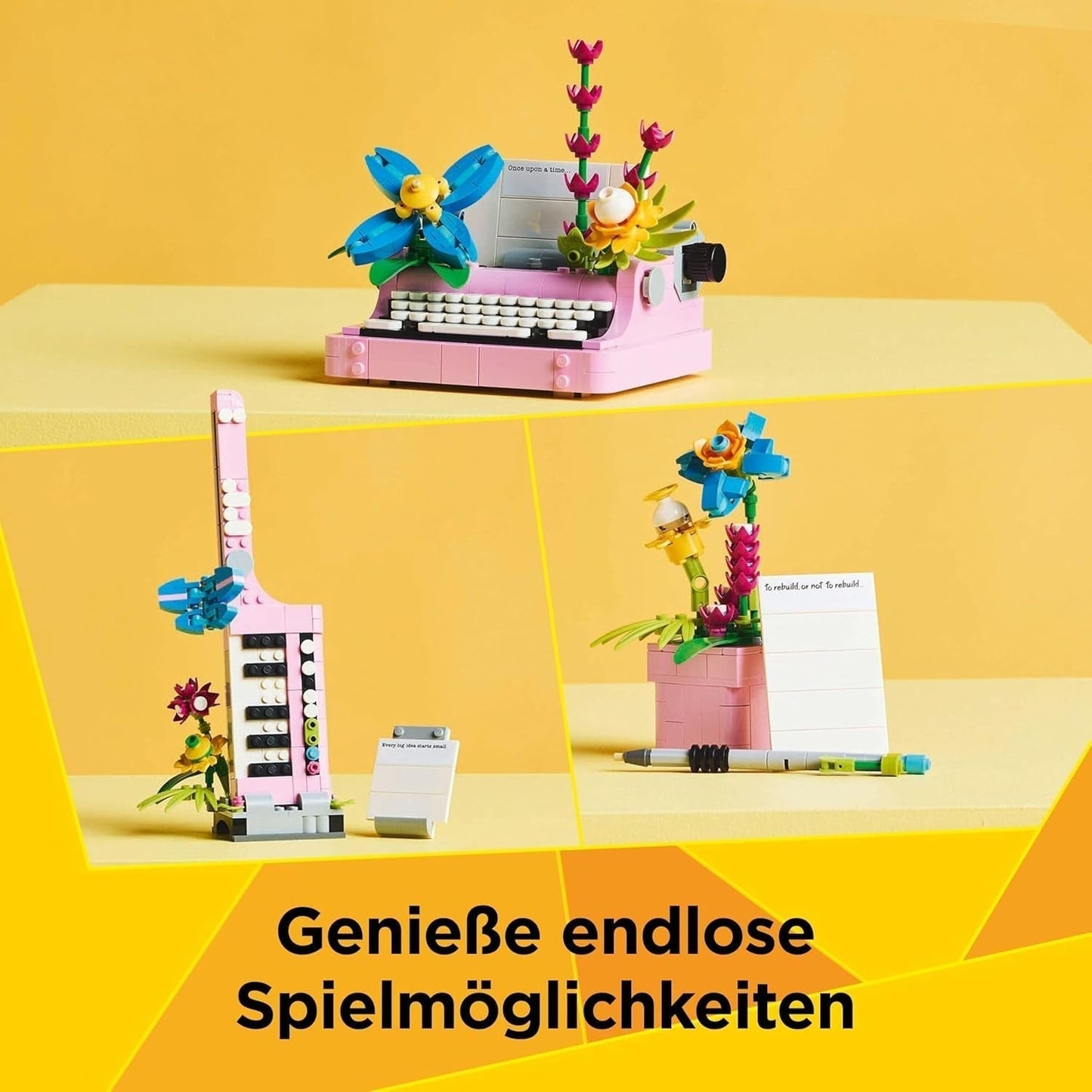 LEGO Creator Máquina de escribir 3 en 1 con flores - juguete convertible en modelo Keytar o en maceta con libreta y bolígrafo - set de construcción - regalo para niñas y niños a partir de 8 años 31169 Juegos de construcción Besuche den LEGO-Store